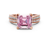 Rose gold Fancy Pink Asscher  Solitaire Diamond Ring with Milgrain Pavé Band and Four-Prong Setting_54