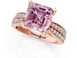 Rose gold Fancy Pink Asscher  Solitaire Diamond Ring with Milgrain Pavé Band and Four-Prong Setting_55