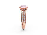 Rose gold Fancy Pink Asscher  Solitaire Diamond Ring with Milgrain Pavé Band and Four-Prong Setting_56
