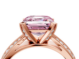 Rose gold Fancy Pink Asscher  Solitaire Diamond Ring with Milgrain Pavé Band and Four-Prong Setting_58