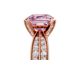Rose gold Fancy Pink Asscher  Solitaire Diamond Ring with Milgrain Pavé Band and Four-Prong Setting_59
