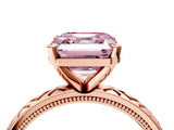 Rose gold Fancy Pink Asscher  Solitaire Diamond Ring with Milgrain and Black Enamel X Pattern Band_52