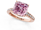 Rose gold Fancy Pink Asscher  Solitaire Diamond Ring with Pavé Band and Four-Prong Setting_1