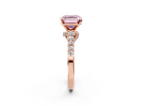 Rose gold Fancy Pink Asscher  Solitaire Diamond Ring with Pavé Band and Four-Prong Setting_2