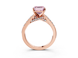 Rose gold Fancy Pink Asscher  Solitaire Diamond Ring with Pavé Band and Four-Prong Setting_3