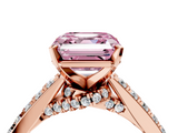 Rose gold Fancy Pink Asscher  Solitaire Diamond Ring with Pavé Band and Four-Prong Setting_4