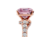 Rose gold Fancy Pink Asscher  Solitaire Diamond Ring with Pavé Band and Four-Prong Setting_5