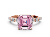 Rose gold Fancy Pink Asscher  Solitaire Diamond Ring with Pave Band and Four-Prong Setting_22