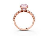 Rose gold Fancy Pink Asscher  Solitaire Diamond Ring with Pave Band and Four-Prong Setting_25