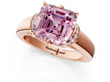 Rose gold Fancy Pink Asscher  Solitaire Diamond Ring with Pave Band and Six-Prong Setting_28