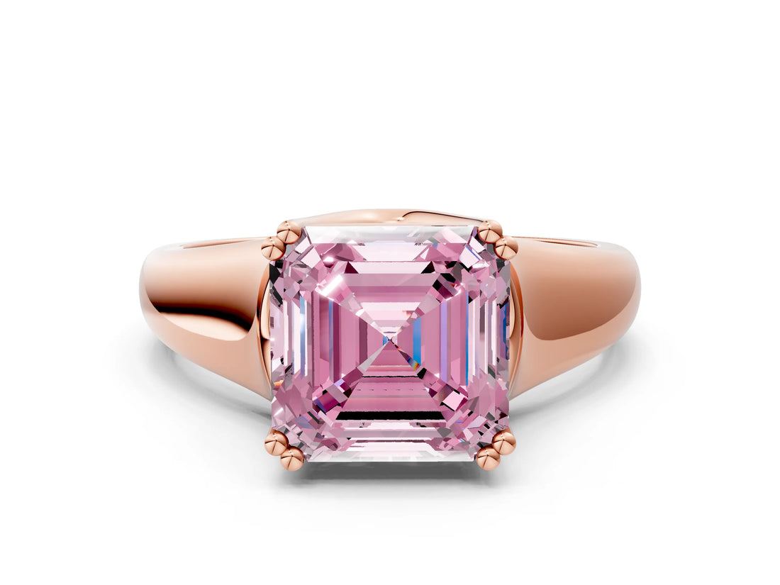 Rose gold Fancy Pink Asscher  Solitaire Diamond Ring with Six-Prong Cathedral Setting_32