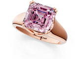 Rose gold Fancy Pink Asscher  Solitaire Diamond Ring with Six-Prong Cathedral Setting_33