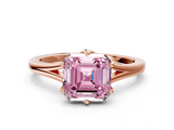 Rose gold Fancy Pink Asscher  Solitaire Diamond Ring with Six-Prong Setting and Tapered Band_16