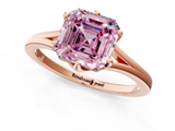 Rose gold Fancy Pink Asscher  Solitaire Diamond Ring with Six-Prong Setting and Tapered Band_17