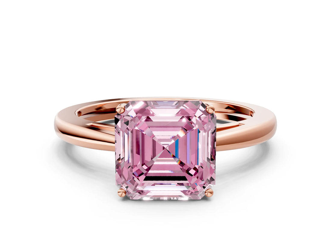 Rose gold Fancy Pink Asscher  Solitaire Diamond Ring with Split Shank and Four-Prong Setting_12