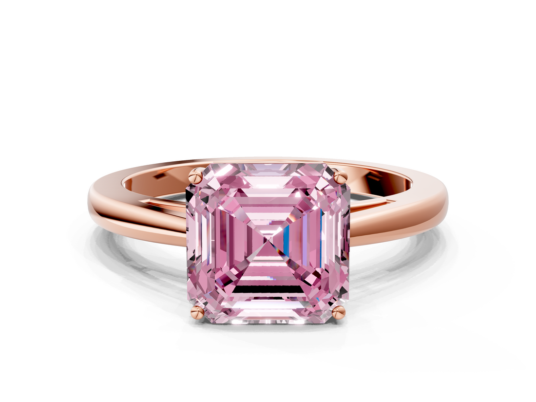 Rose gold Fancy Pink Asscher  Solitaire Diamond Ring with Split Shank and Four-Prong Setting_38