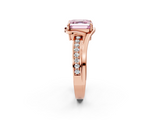 Rose gold Fancy Pink Asscher  Solitaire Diamond Ring with Split Shank and Prong Setting_2