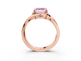 Rose gold Fancy Pink Asscher  Solitaire Diamond Ring with Split Shank and Prong Setting_3