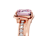 Rose gold Fancy Pink Asscher  Solitaire Diamond Ring with Split Shank and Prong Setting_5