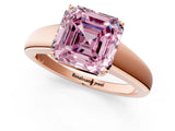 Rose gold Fancy Pink Asscher  Solitaire Diamond Ring with Tapered Band and Four-Prong Setting_67