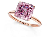 Rose gold Fancy Pink Asscher  Solitaire Diamond Ring with a Classic Band and Four-Prong Setting 1