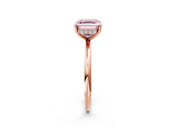 Rose gold Fancy Pink Asscher  Solitaire Diamond Ring with a Classic Band and Four-Prong Setting 2