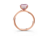 Rose gold Fancy Pink Asscher  Solitaire Diamond Ring with a Classic Band and Four-Prong Setting 3