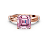Rose gold Fancy Pink Asscher  Solitaire Diamond Twisted Band with Four-Prong Setting