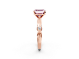 Rose gold Fancy Pink Asscher  Solitaire Diamond Twisted Band with Four-Prong Setting_2