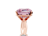 Rose gold Fancy Pink Asscher  Solitaire Diamond Twisted Band with Four-Prong Setting_5