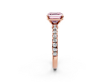 Rose gold Fancy Pink Asscher  Solitaire Diamond with Pavé Band and Four-Prong Setting_19