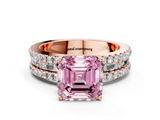 Rose gold Fancy Pink Asscher  Solitaire Diamond with Pave and Channel Set Band_16