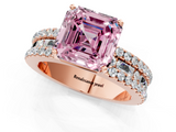 Rose gold Fancy Pink Asscher  Solitaire Diamond with Pave and Channel Set Band_17