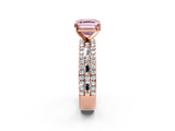 Rose gold Fancy Pink Asscher  Solitaire Diamond with Pave and Channel Set Band_18