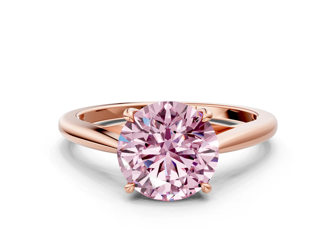 Rose gold Fancy Pink Asscher  Solitaire Engagement Ring with Four-Prong Setting and Classic Band 2