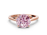 Rose gold Fancy Pink Asscher  Solitaire Engagement Ring with Four-Prong Setting and Classic Band 2