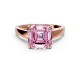 Rose gold Fancy Pink Asscher  Solitaire Engagement Ring with Four-Prong Setting and Tapered Band_20
