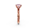 Rose gold Fancy Pink Asscher  Solitaire Engagement Ring with Scrollwork Band and Four-Prong Setting_20