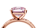 Rose gold Fancy Pink Asscher  Solitaire Engagement Ring with Scrollwork Band and Four-Prong Setting_22