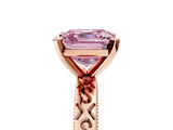 Rose gold Fancy Pink Asscher  Solitaire Engagement Ring with Scrollwork Band and Four-Prong Setting_23
