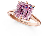 Rose gold Fancy Pink Asscher  Solitaire Engagement Ring with Six-Prong Setting and Classic Band 2