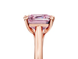 Rose gold Fancy Pink Asscher  Solitaire Engagement Ring with Six-Prong Setting and Classic Band
