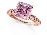 Rose gold Fancy Pink Asscher  Solitaire Floral Milgrain Engagement Ring_37