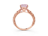 Rose gold Fancy Pink Asscher  Solitaire Floral Milgrain Engagement Ring_39