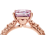 Rose gold Fancy Pink Asscher  Solitaire Floral Milgrain Engagement Ring_40
