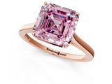 Rose gold Fancy Pink Asscher  Solitaire Heart Prong Engagement Ring with Tapered Band_90