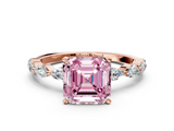 Rose gold Fancy Pink Asscher  Solitaire Marquise Side Stone Prong Setting Ring_17