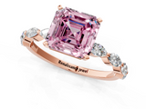 Rose gold Fancy Pink Asscher  Solitaire Marquise Side Stone Prong Setting Ring_18