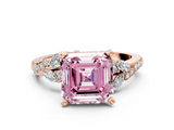 Rose gold Fancy Pink Asscher  Solitaire Marquise Twist Band with Six-Prong Setting