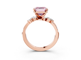 Rose gold Fancy Pink Asscher  Solitaire Marquise Twist Band with Six-Prong Setting_3